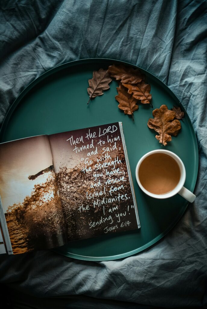 encouraging book with coffee