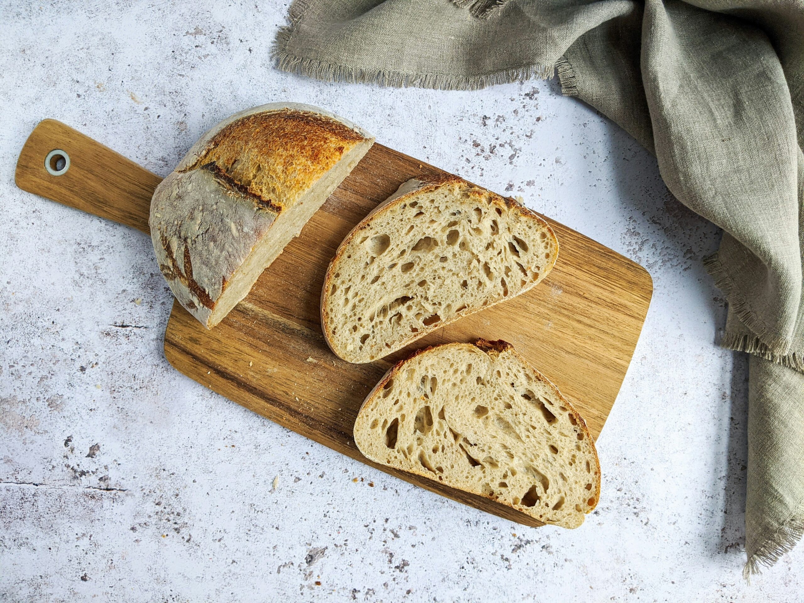 Sourdough slices on cutting board