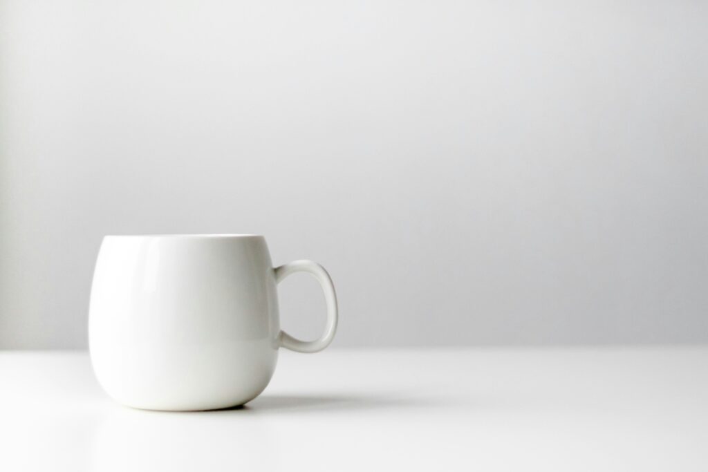 White mug on a white background